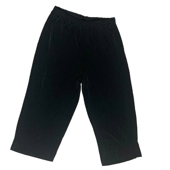 Chicos Travelers 2 Pc Set Minimalist Black Slinky Knit Autumn Capris & Pants 1 S - Picture 6 of 8